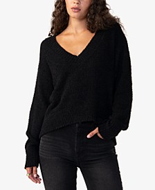 Women's Plush Long Sleeve V-Neck Sweater 