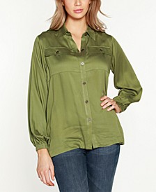 Women's Black Label Button-Front Collared Top