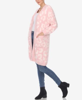 Women's Leopard Print Open Front Sherpa Cardigan