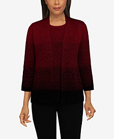 Petite Size Classics Ombre Shimmer Two-For-One Sweater