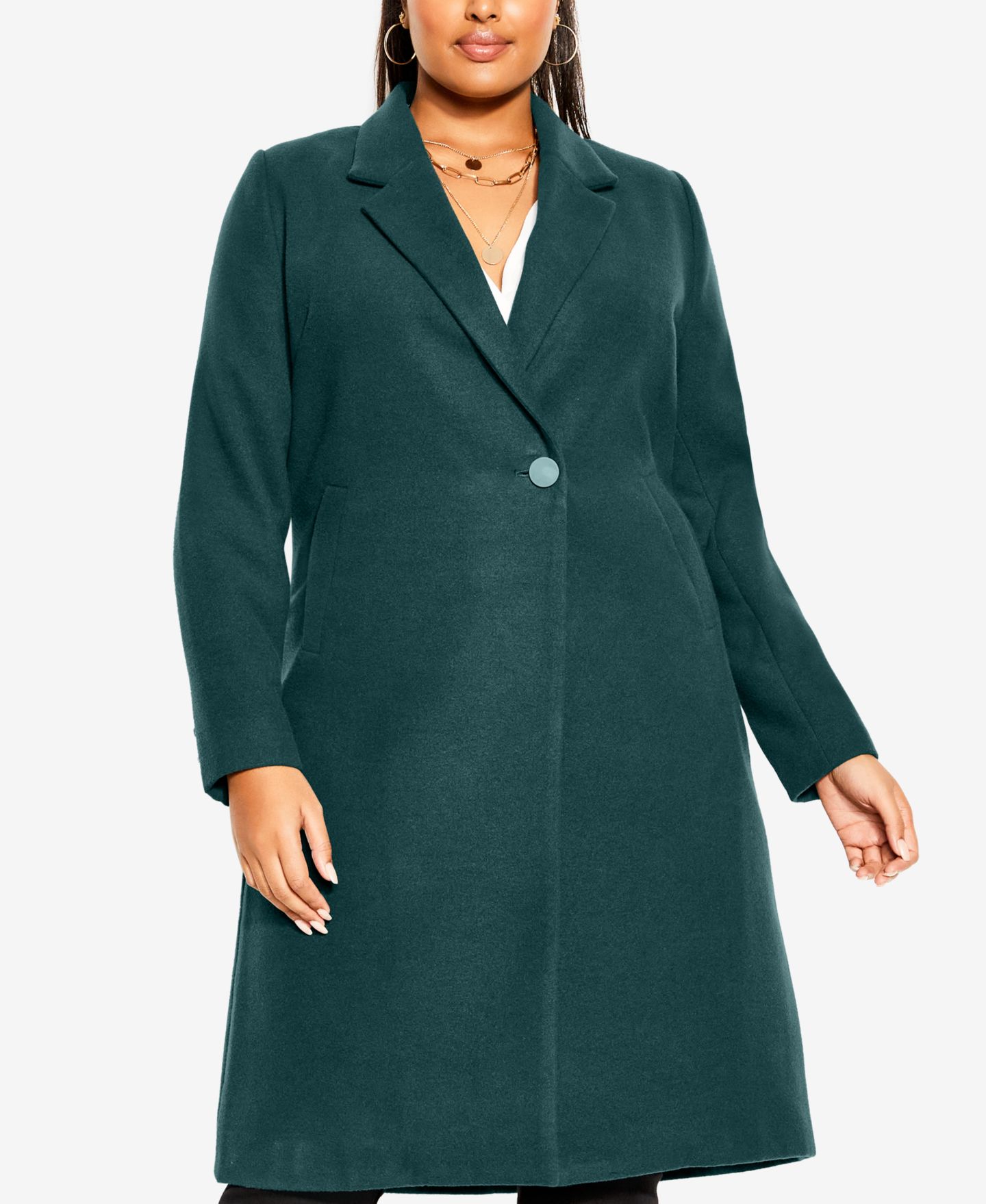 Женское пальто CITY CHIC Plus Size Effortless Chic, цвет: Изумрудный — фото 4