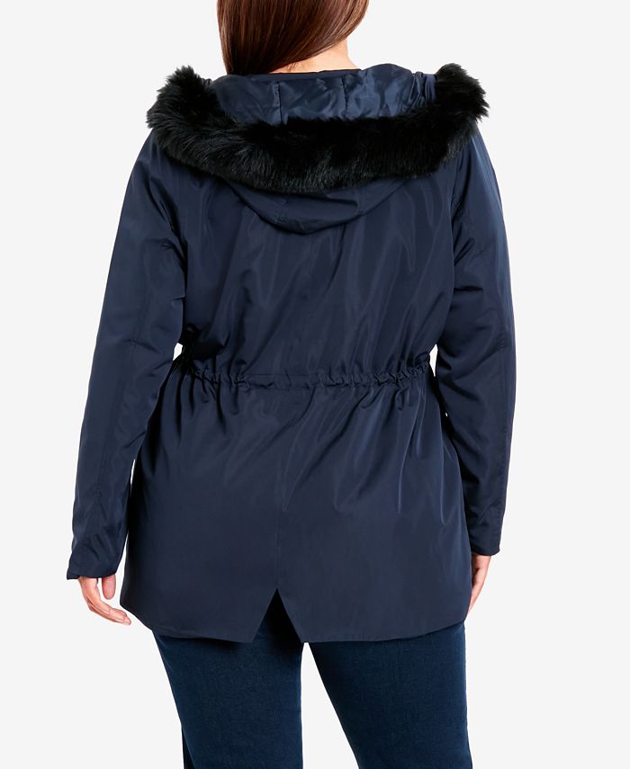 AVENUE Plus Size Faux Fur Lightweight Coat - Macy's