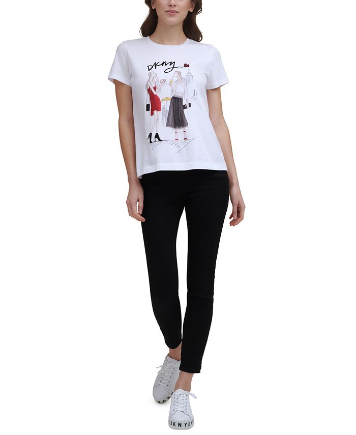 DKNY Women's Crew-Neck Embellished Friendship-Graphic T-Shirt & Reviews ...