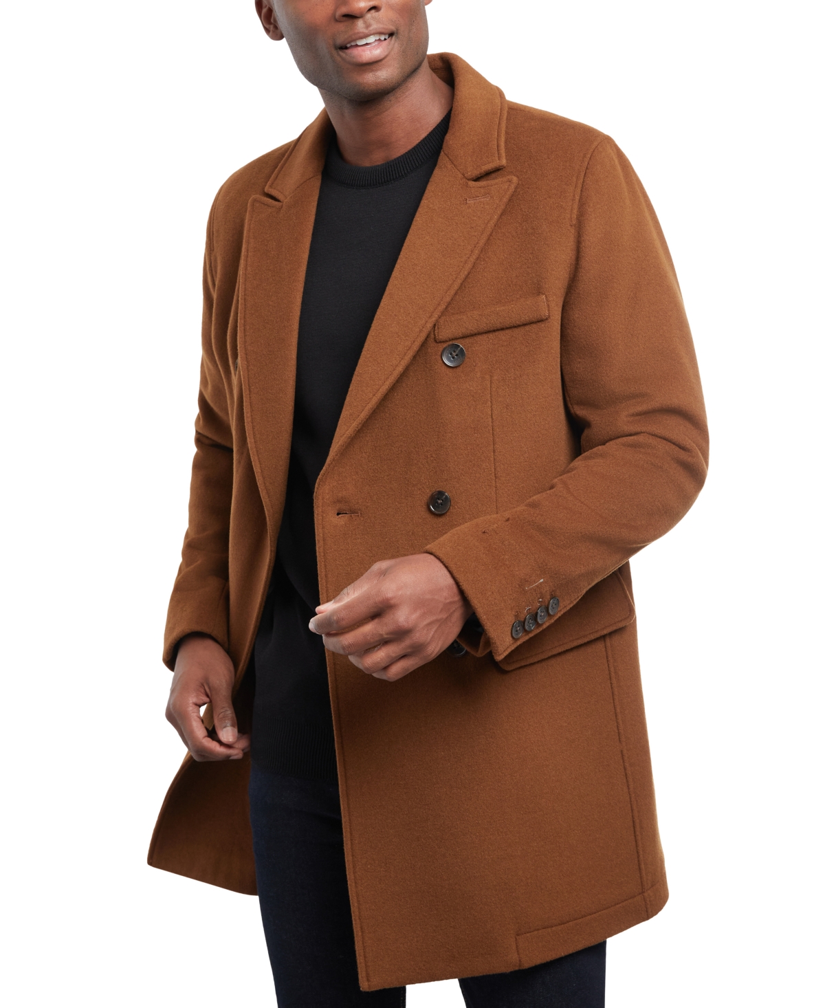 Michael Kors Men's Lunel Wool Blend Double-breasted Overcoat In Brown