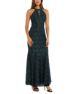 R & M Richards - Petite Lace Halter Gown