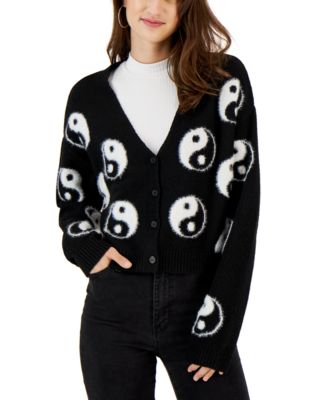 Sugar Moon - Juniors' Button-Front Yin Yang Cardigan