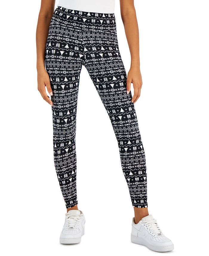 Planet Gold Juniors' Holiday Printed High Rise Leggings - Macy's