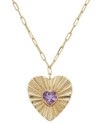 Amethyst Sterling silver 14K gold Pendant Necklace - 18