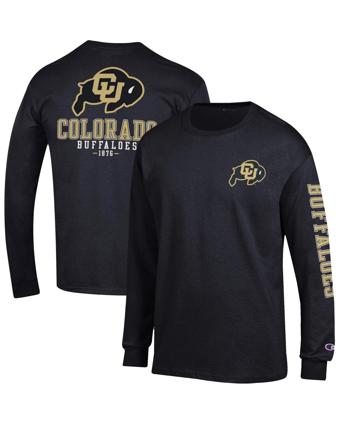 Shop Champion Men's  Black Colorado Buffaloes Team Stack Long Sleeve T-shirt