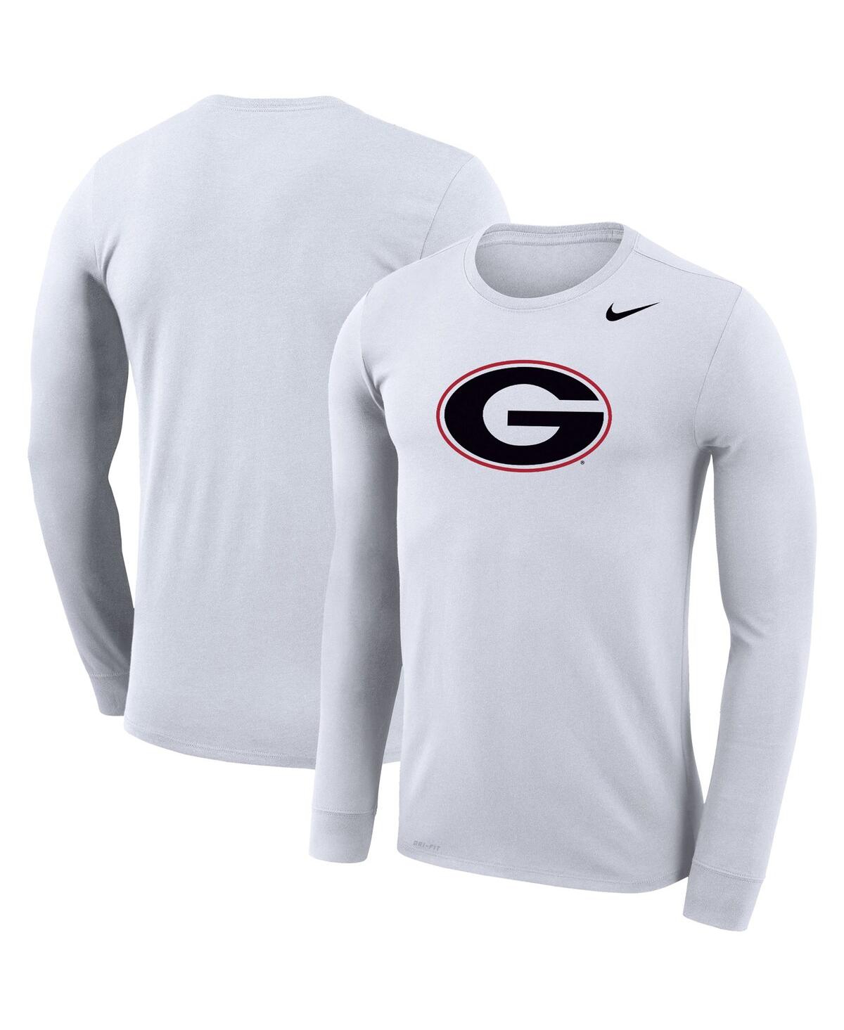 Men's Nike White Georgia Bulldogs School Logo Legend Performance Long Sleeve T-shirt