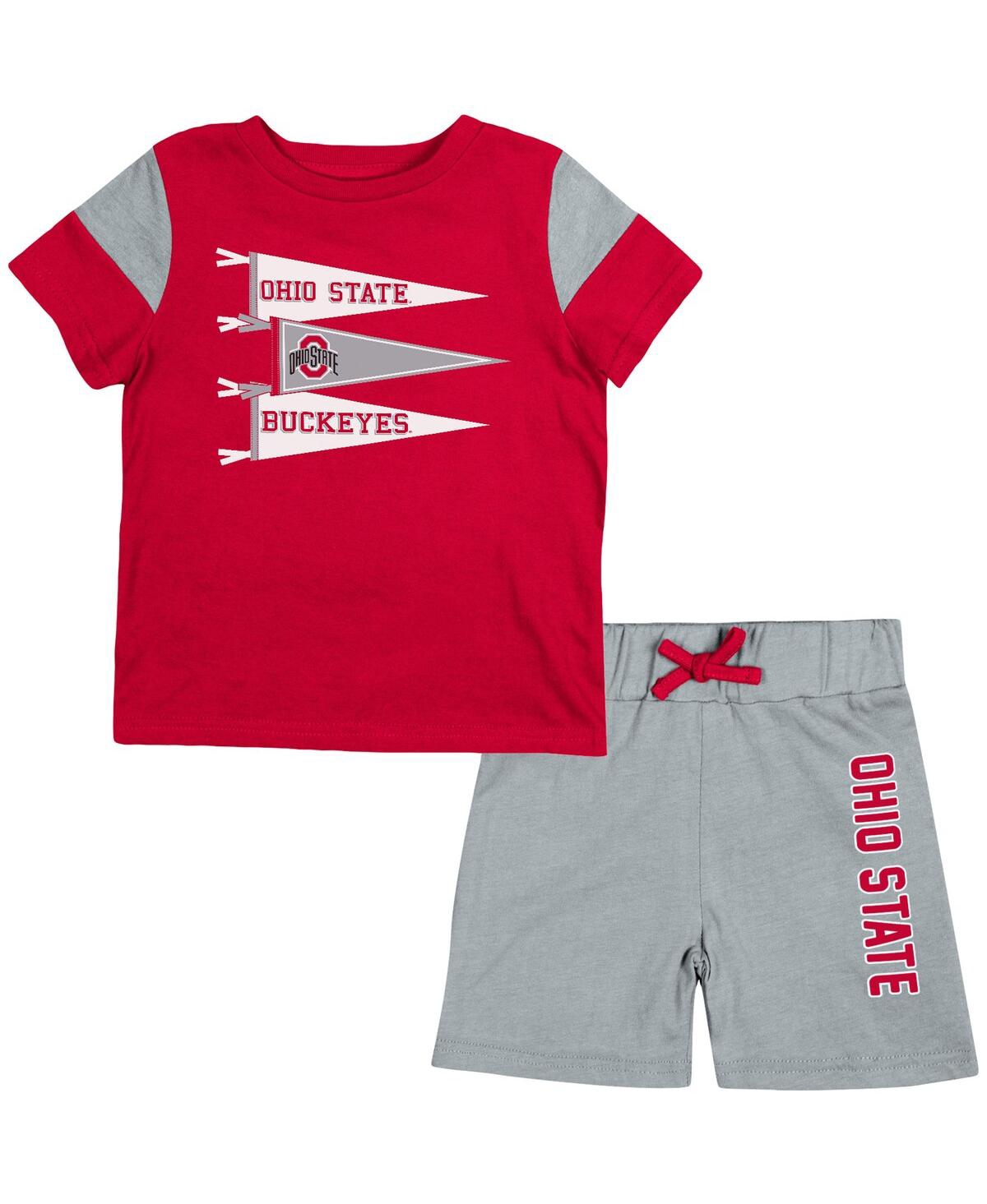 Shop Colosseum Newborn And Infant Boys And Girls  Scarlet, Gray Ohio State Buckeyes Baby Herman T-shirt An In Scarlet,gray