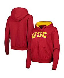 Women's Cardinal USC Trojans Arched Name Full-Zip Hoodie