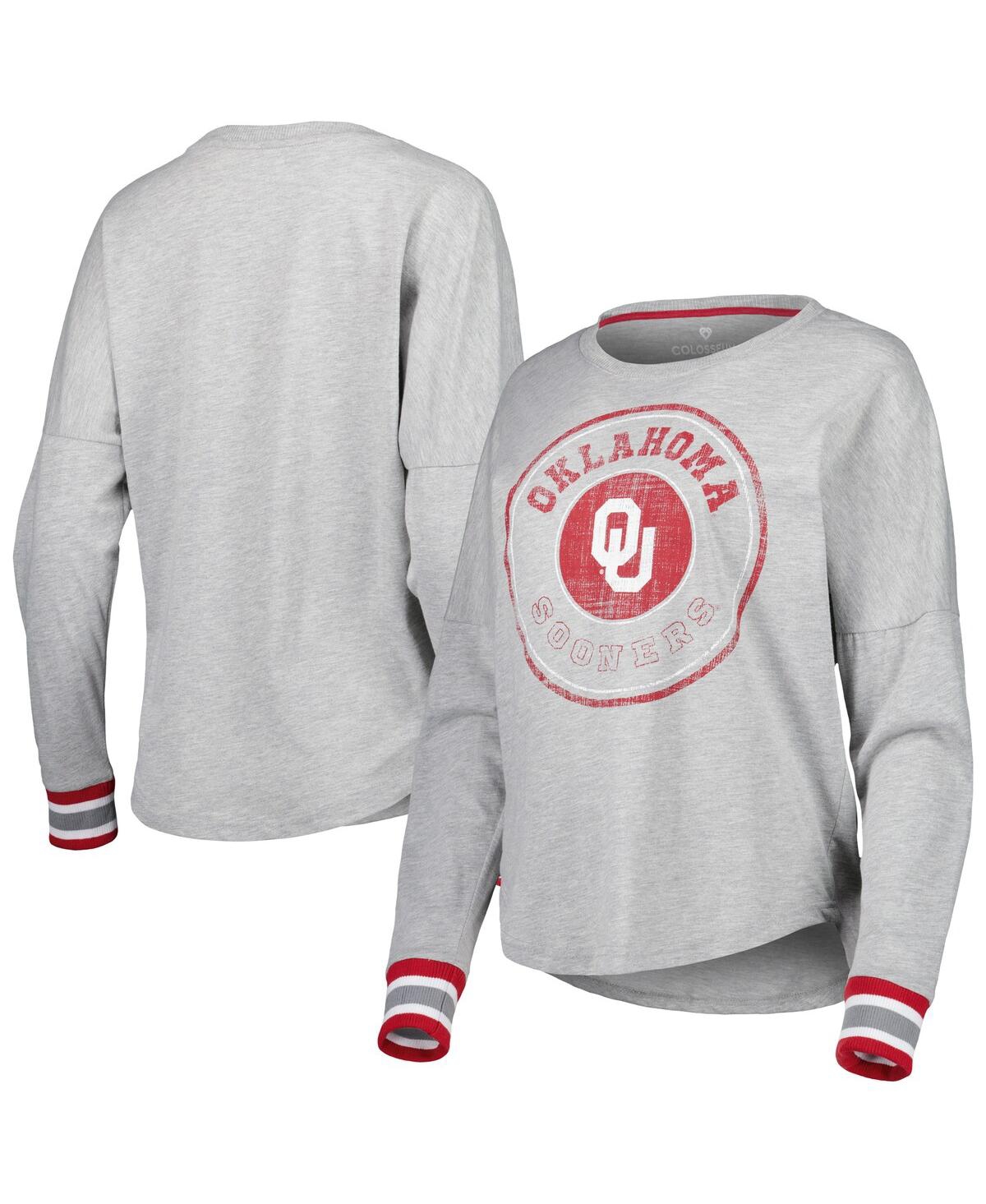 Colosseum Women's  Heathered Gray Oklahoma Sooners Andy Long Sleeve T-shirt