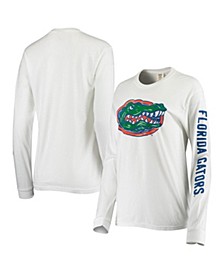 Women's White Florida Gators Drawn Logo Oversized Long Sleeve T-shirt