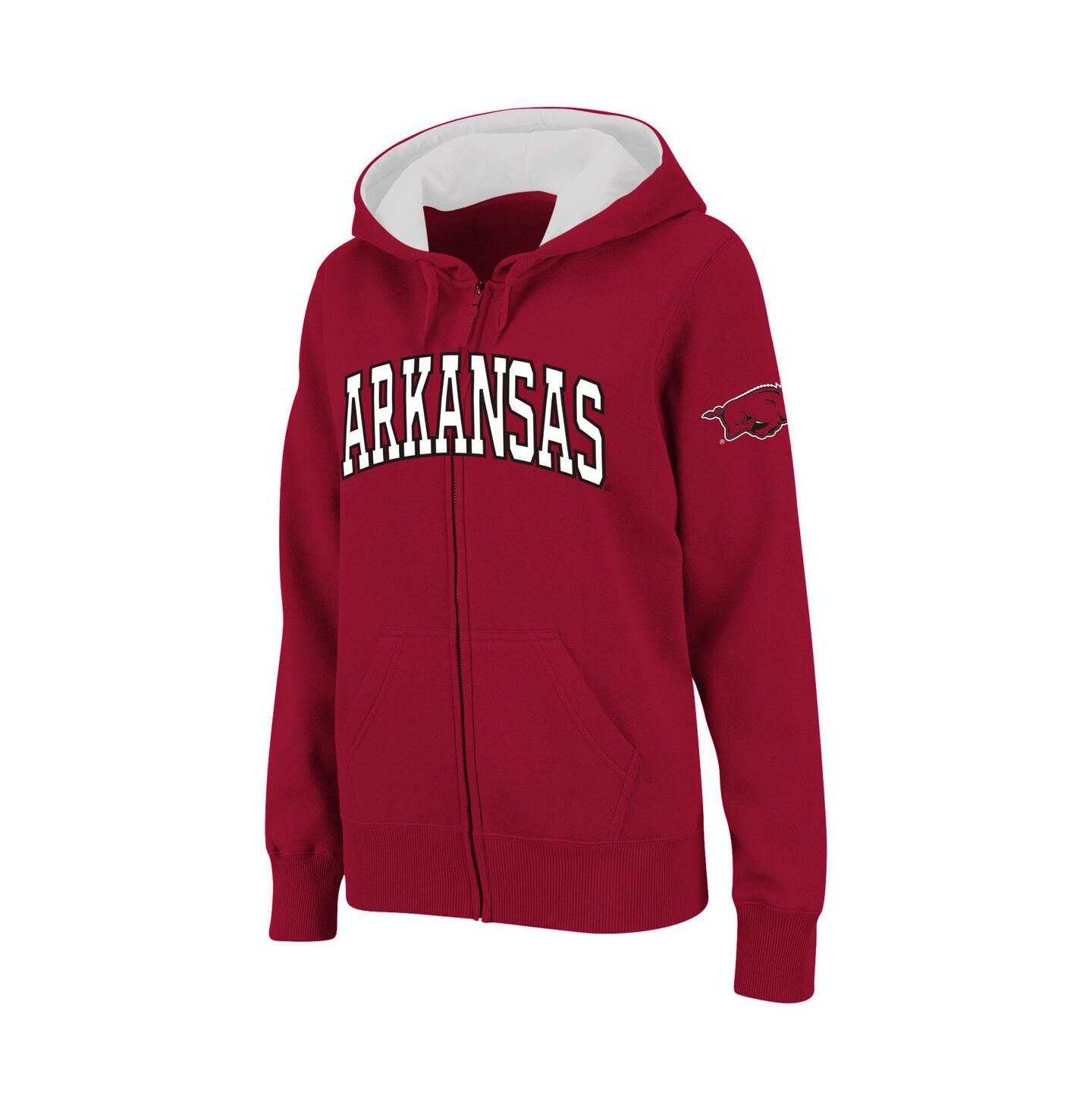 Женское худи Colosseum Arkansas Razorbacks Arched Name Full-Zip, цвет: Красный — фото 1