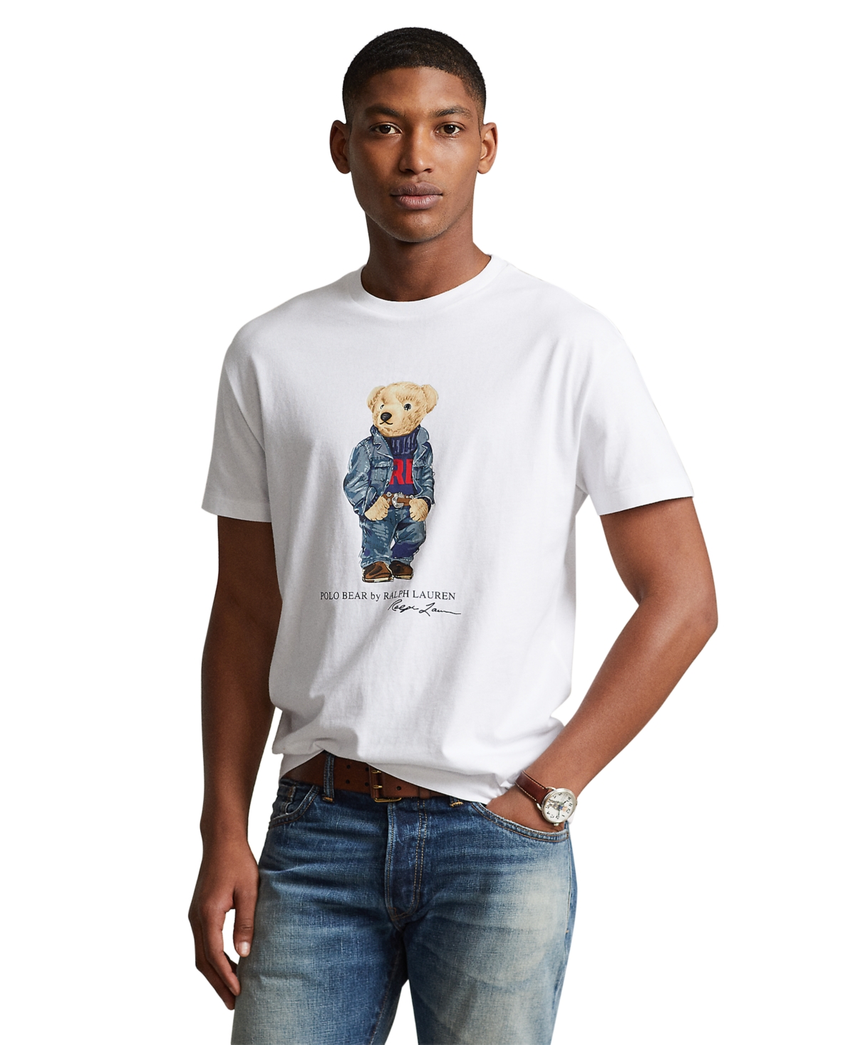 Polo Ralph Lauren 'denim Bear' White Cotton T-shirt In White Denim Bear