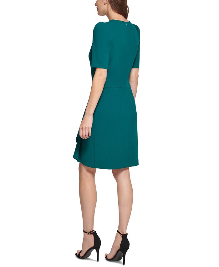 DKNY Petite SideDrape ElbowSleeve Scuba Crepe Dress Macy's