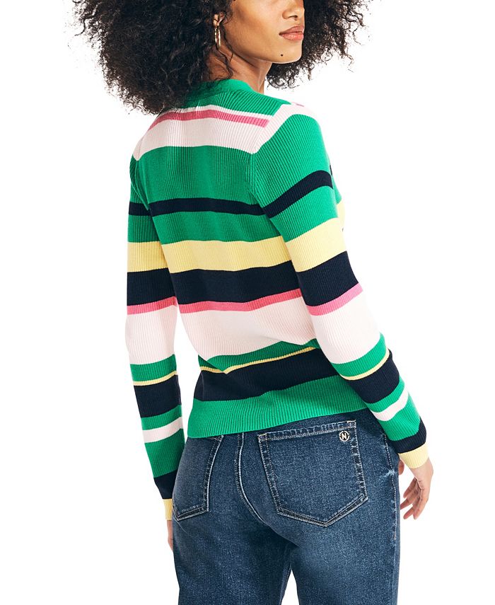 Nautica Women's Crafted Striped Cardigan Sweater & Reviews - Sweaters ...
