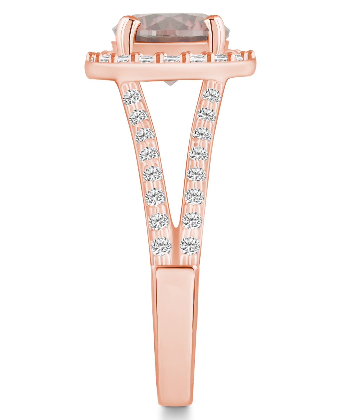 Macy's(1-7/8 ct. t.w.) and Diamond (1/2 ct. t.w.) Halo Ring in 14K Rose Gold - Morganite