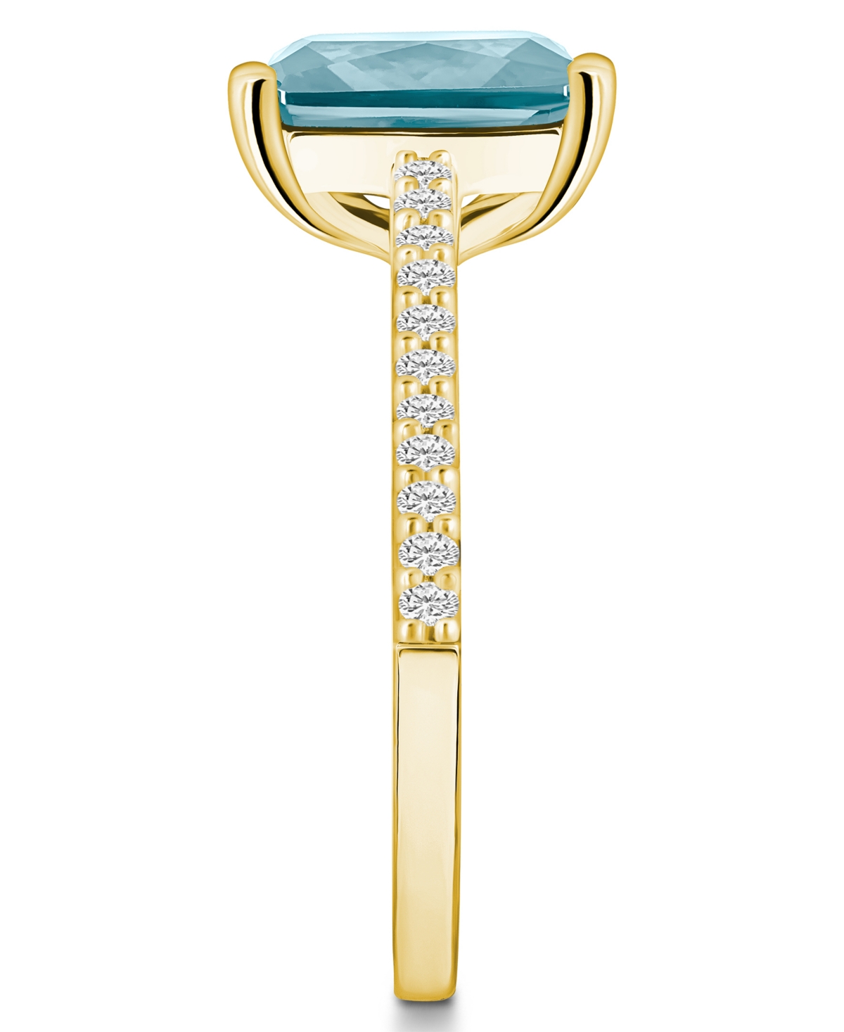 Macy's(3 ct. t.w.) and Diamond (1/4 ct. t.w.) Ring in 14K Yellow Gold - Aquamarine
