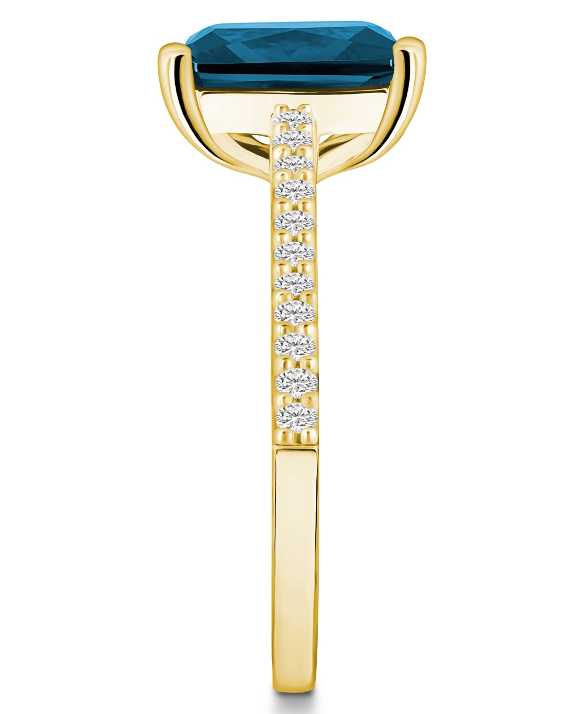 Macy's(4-1/4 ct. t.w.) and Diamond (1/4 ct. t.w.) Ring in 14K Yellow Gold - London Blue Topaz