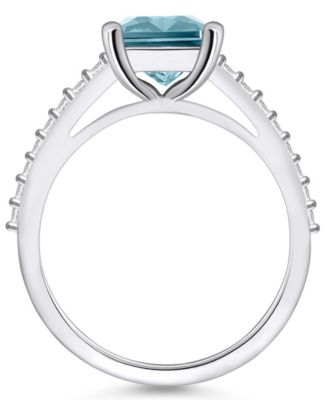 Aquamarine (3 ct. t.w.) and Diamond (1/4 ct. t.w.) Ring in 14K White Gold