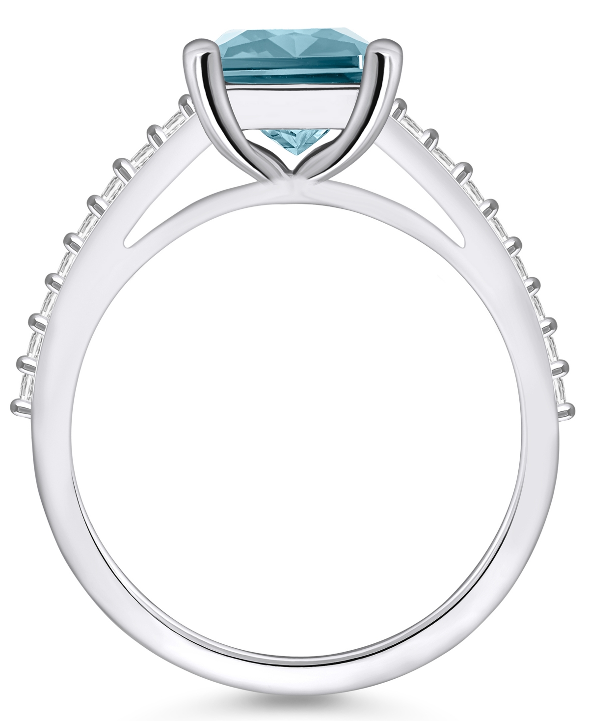 Macy's(3 ct. t.w.) and Diamond (1/4 ct. t.w.) Ring in 14K White Gold - Aquamarine