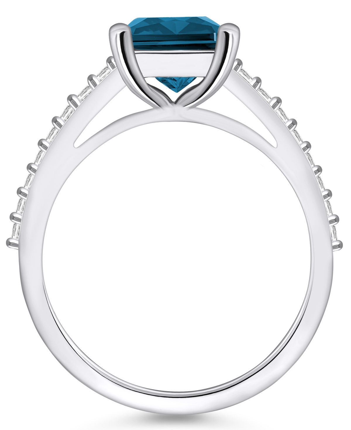 Macy's(4-1/4 ct. t.w.) and Diamond (1/4 ct. t.w.) Ring in 14K White Gold - London Blue Topaz
