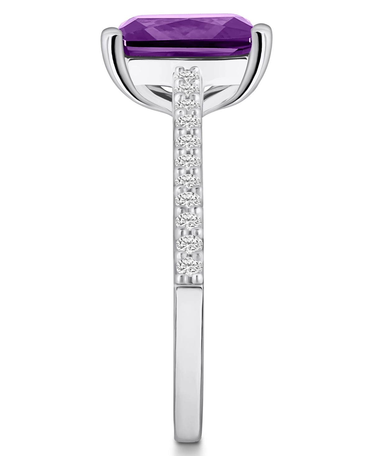 Macy's(3-1/7 ct. t.w.) and Diamond (1/4 ct. t.w.) Ring in 14K White Gold - Amethyst