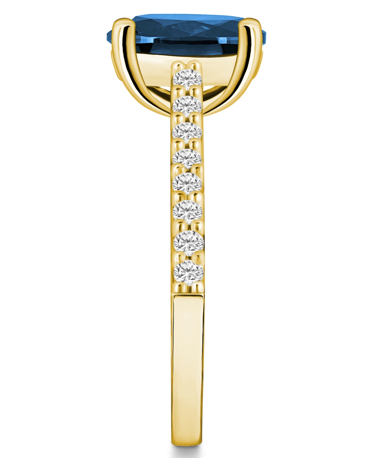 Macy's(3-5/8 ct. t.w.) and Diamond (1/4 ct. t.w.) Ring in 14K Yellow Gold - London Blue Topaz