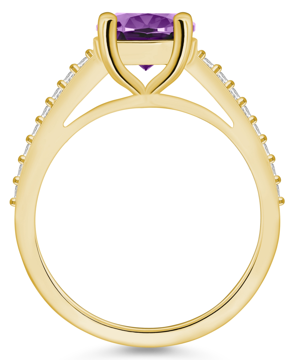 Macy's(2-1/2 ct. t.w.) and Diamond (1/4 ct. t.w.) Ring in 14K Yellow Gold - Amethyst