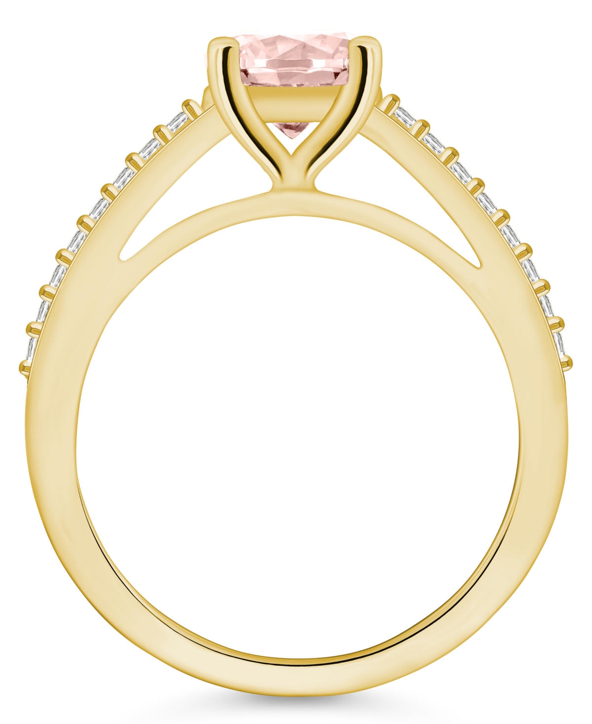 Macy's(1-1/4 ct. t.w.) and Diamond (1/6 ct. t.w.) Ring in 14K Yellow Gold - Morganite