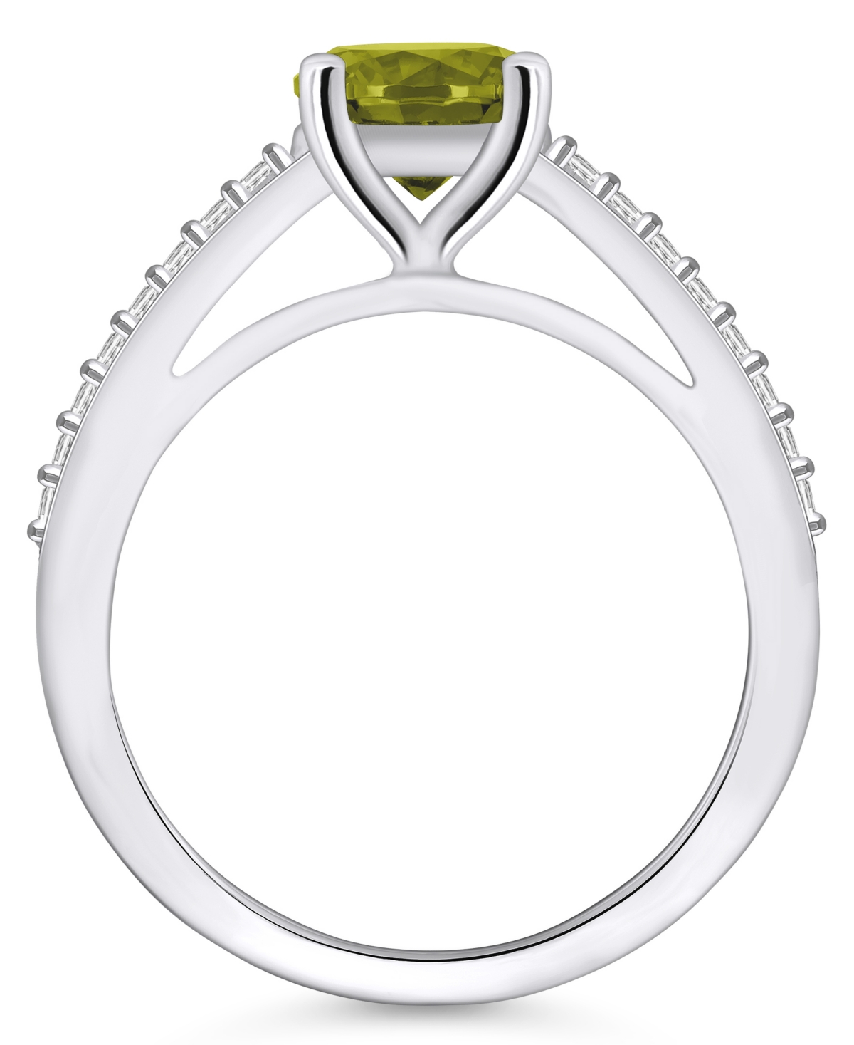 Macy's(1-1/2 ct. t.w.) and Diamond (1/6 ct. t.w.) Ring in 14K White Gold - Peridot