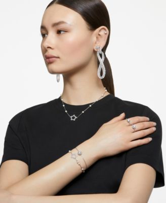 Silver-Tone Constella Pav&eacute; Button Earrings