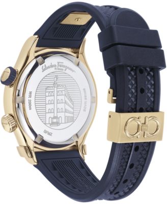 Salvatore Ferragamo Men's Swiss 1927 GMT Blue Silicone Strap Watch