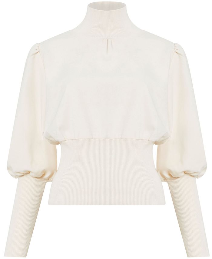 French Connection Women's Krista Mock-Neck Bishop-Sleeve Top - Macy's
