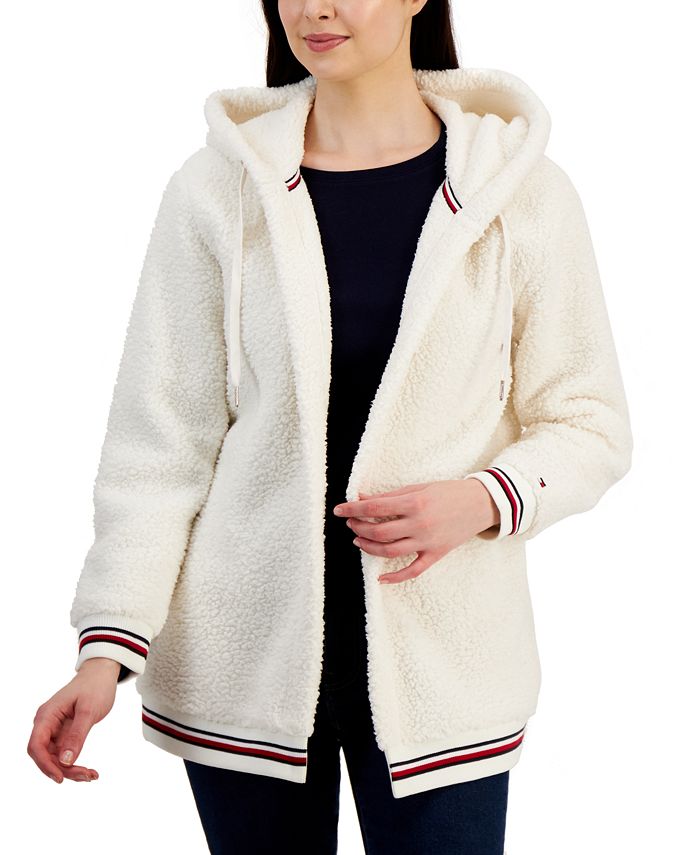 sand cache Moralsk uddannelse Tommy Hilfiger Women's Open-Front Hooded Fleece Jacket - Macy's