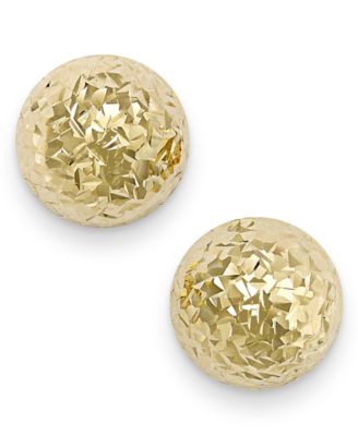 14k White Gold Polished & Diamond-Cut Half Ball Post Earrings 