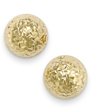image of Italian Gold Diamond-Cut Ball Stud Earrings in 14k Gold