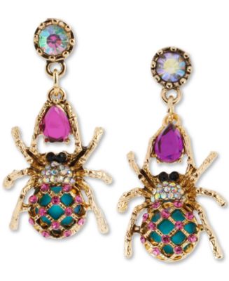 Betsey Johnson Gold Tone Spider Mismatch Drop Earrings Macy s