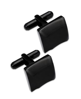 Rhona Sutton - Black Ion-Plated Stainless Steel Sculpted Square Cuff Links