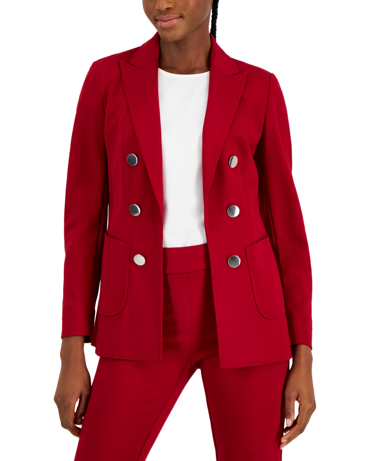 ANNE KLEIN WOMEN'S FAUX DOUBLE-BREASTED JACKET