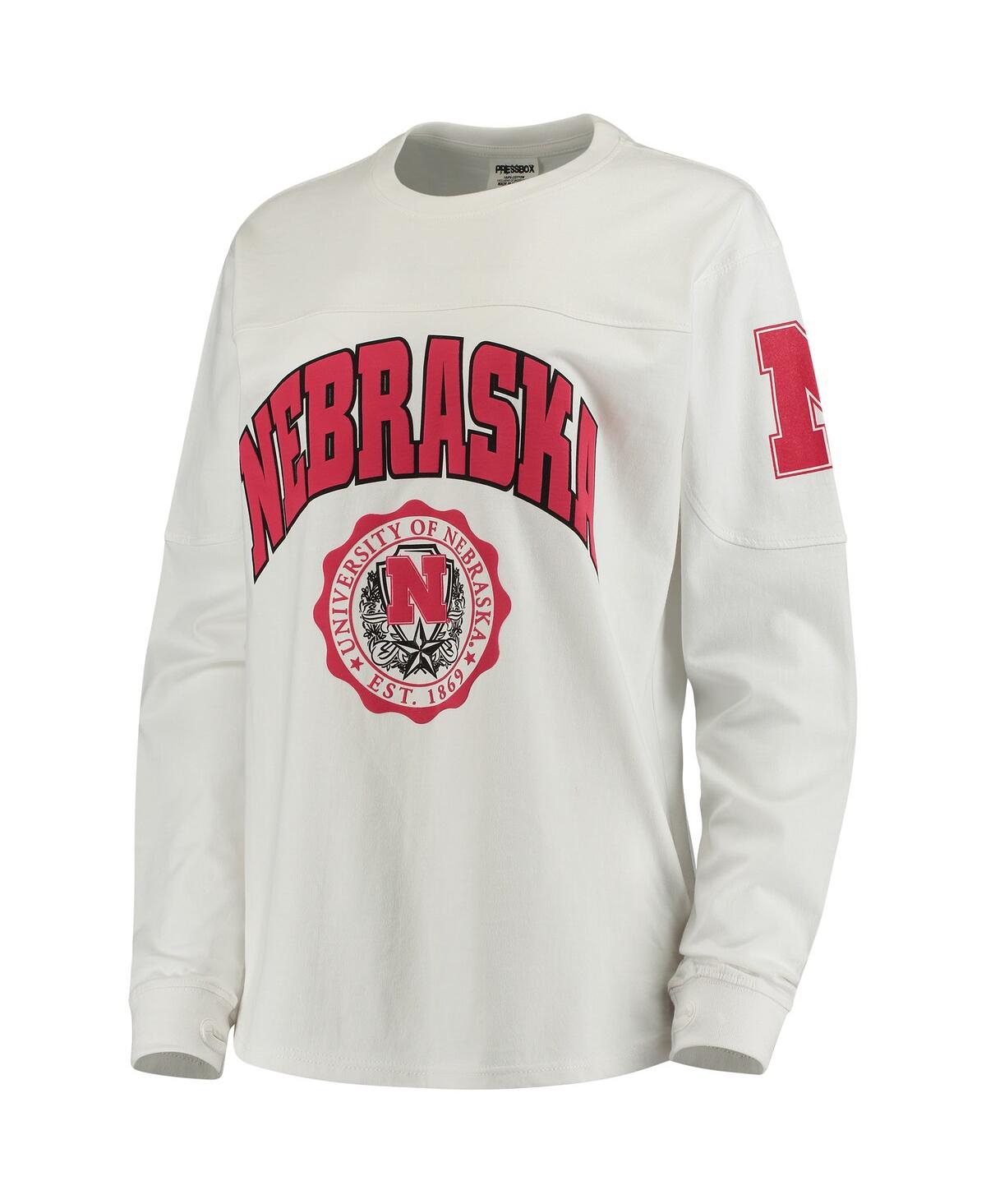 Shop Pressbox Women's White Nebraska Huskers Edith Long Sleeve T-shirt