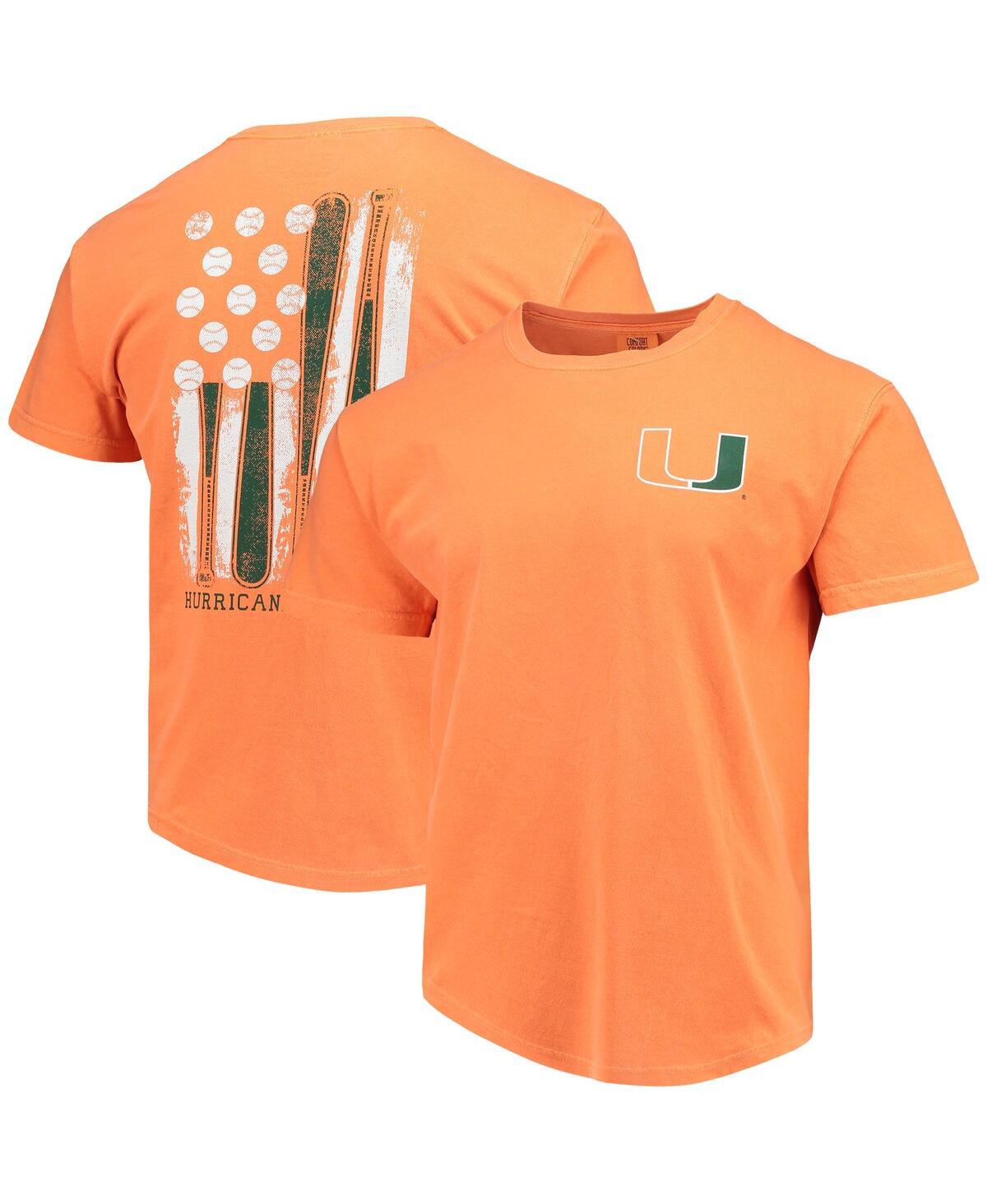 Men'sMiami Hurricanes Baseball Flag Comfort Colors T-shirt - Orange