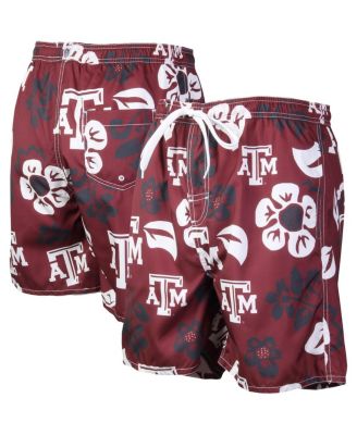 Men's Maroon Texas A&M Aggies Floral Volley Logo Swim Trunks