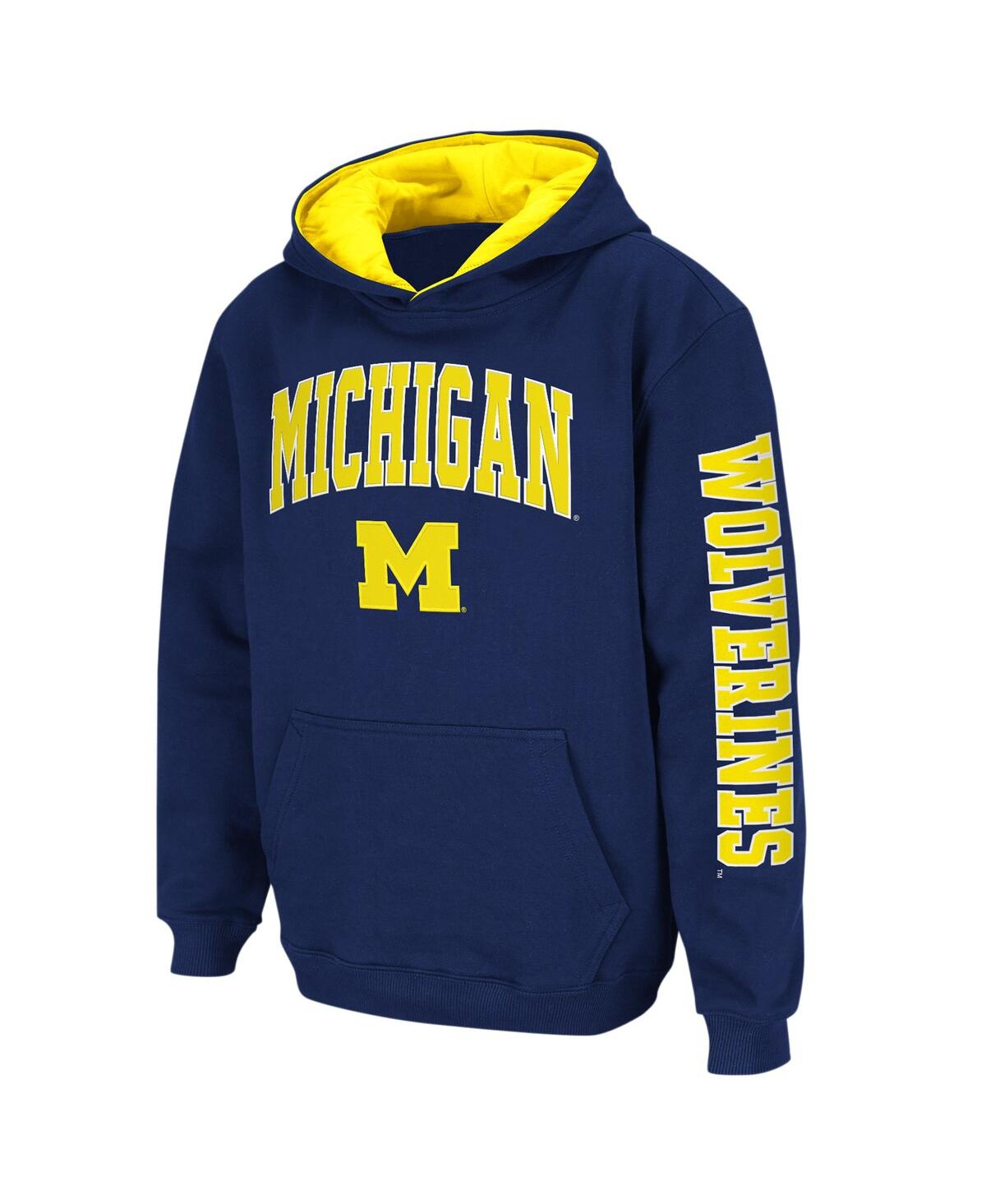 Big Boys ColosseumMichigan Wolverines 2-Hit Team Pullover Hoodie - Navy