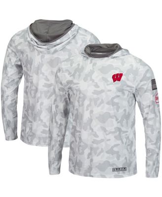 Men's Arctic Camo Wisconsin Badgers OHT Military-Inspired Appreciation Long Sleeve Hoodie Top