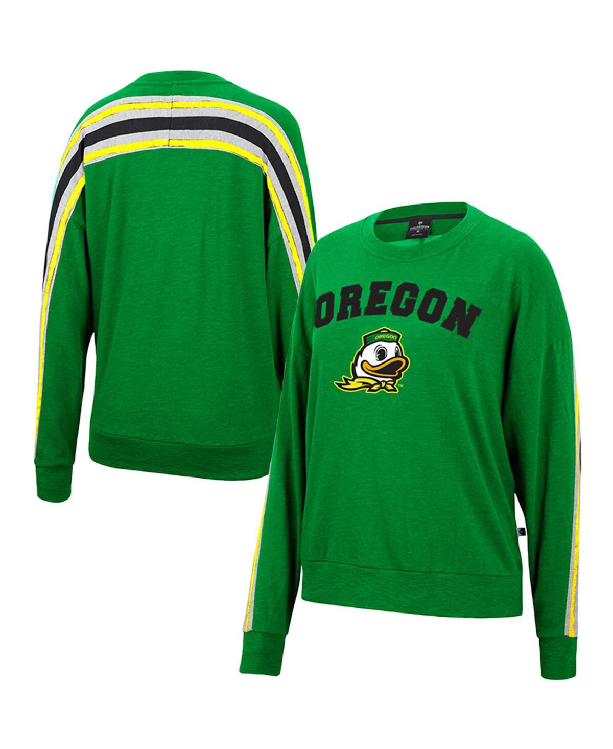 Colosseum Women's  Heathered Green Oregon Ducks Team Oversized Pullover Sweatshirt
