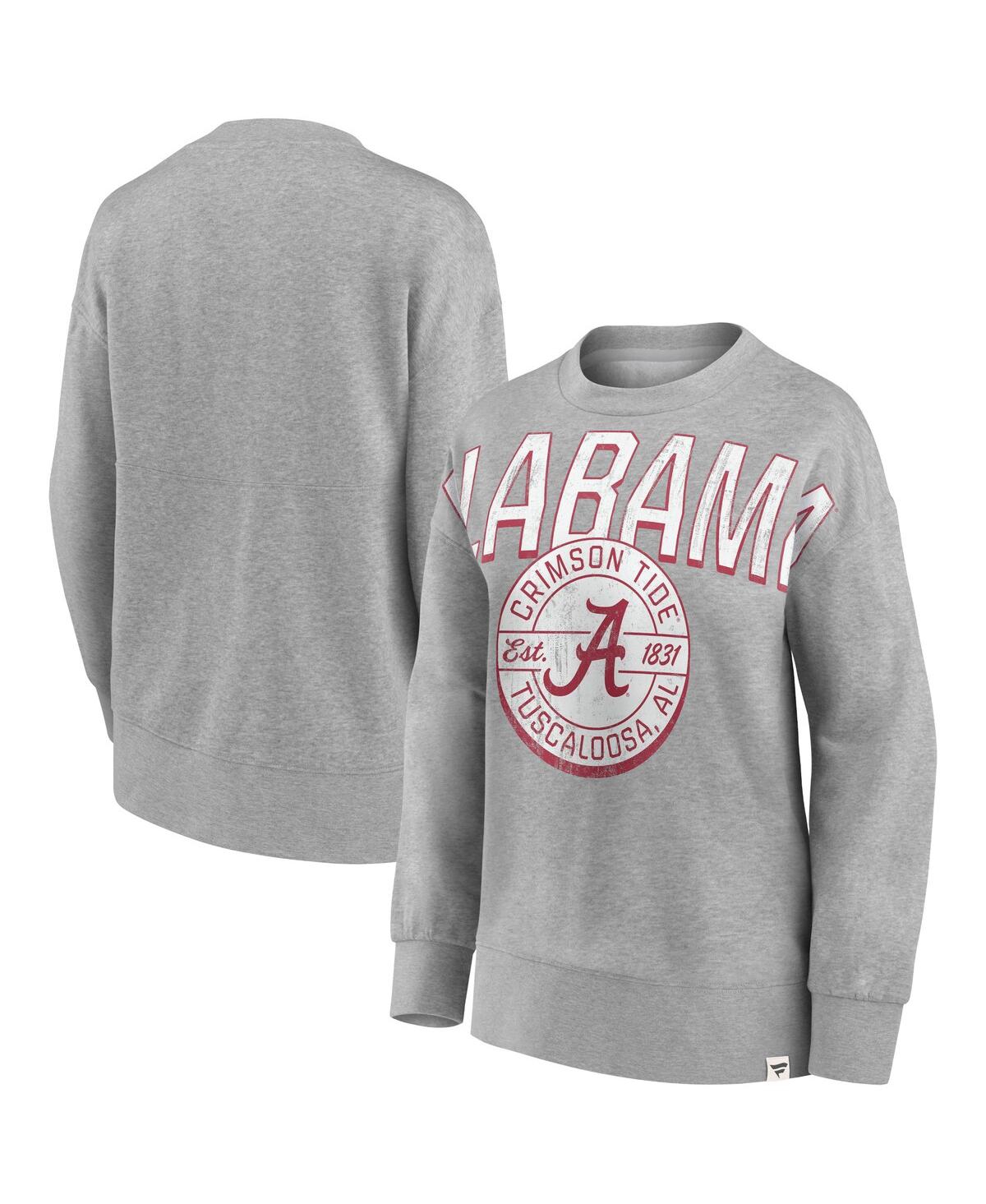 FANATICS WOMEN'S FANATICS HEATHERED GRAY ALABAMA CRIMSON TIDE JUMP DISTRIBUTION PULLOVER SWEATSHIRT 