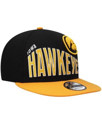 Men's Black Iowa Hawkeyes Two-Tone Vintage-Like Wave 9FIFTY Snapback Hat